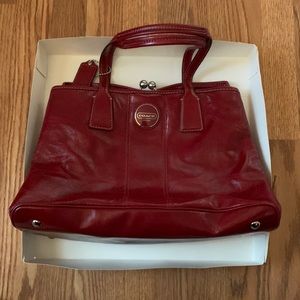 Coach purse, red leather. Medium size.